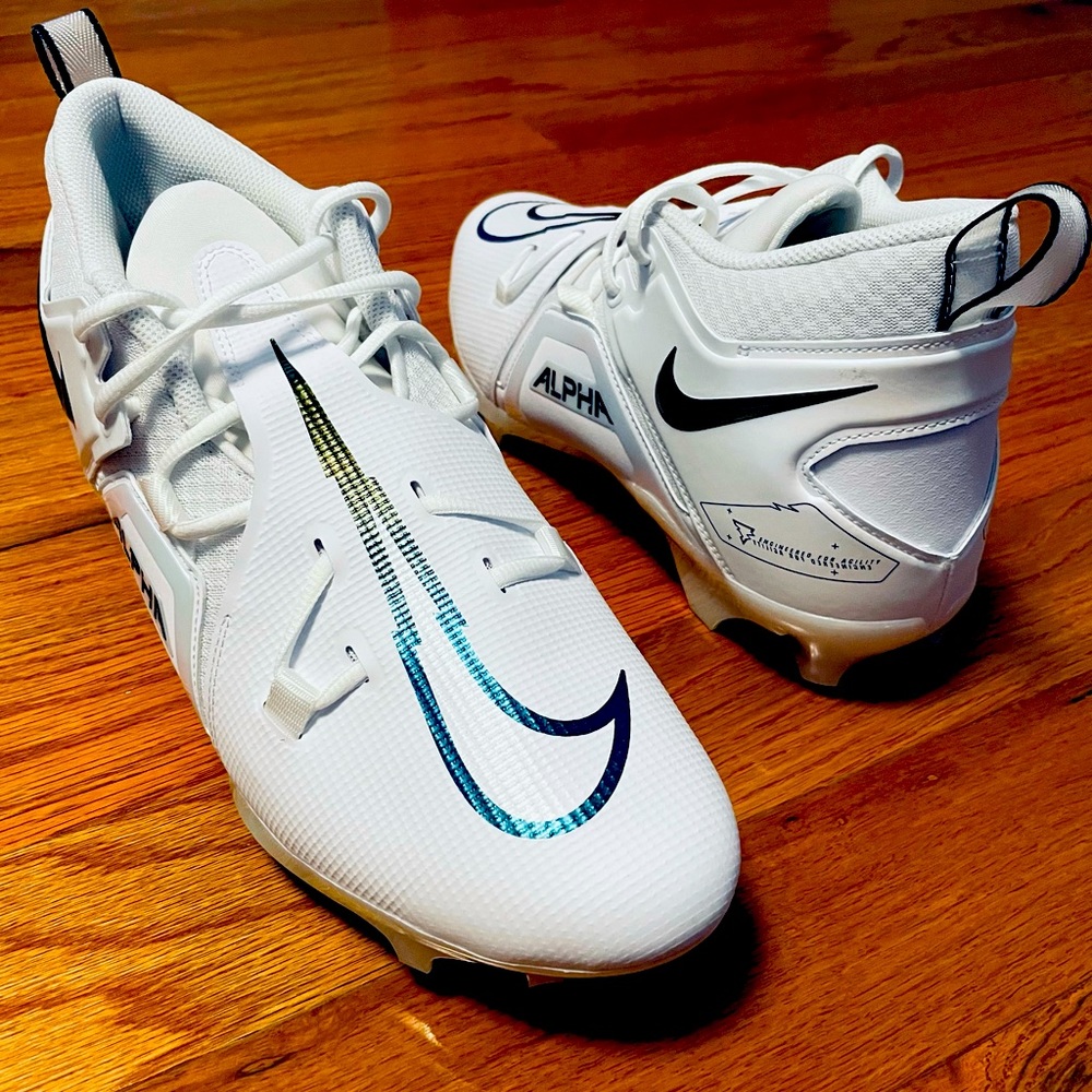 Nike Alpha Menace Pro 3 White/Black Football Cleats CT6649-105 Men Size 12.5